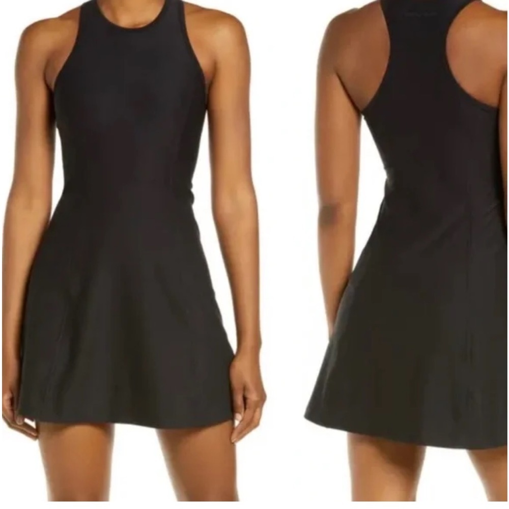 Outdoor Voices Black Sleeveless Halter Mini Dress